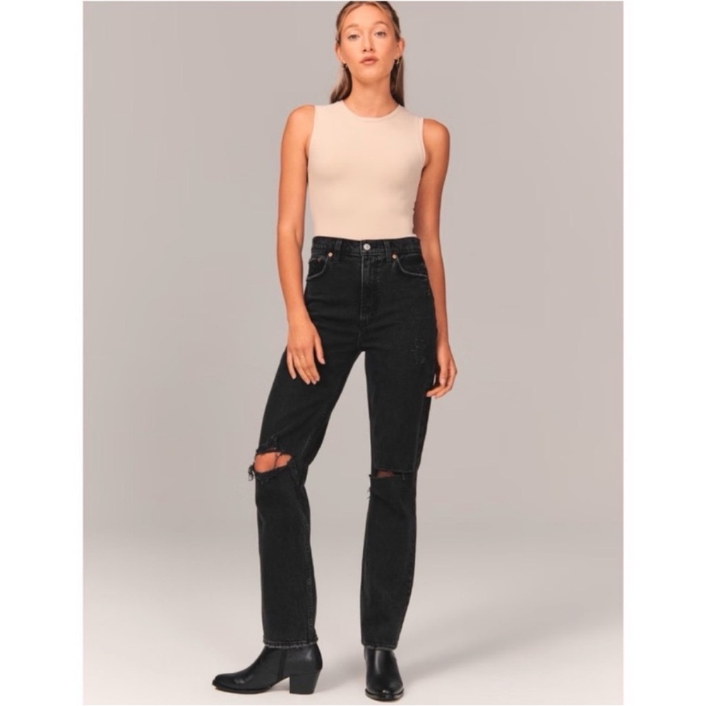 Ankle straight ultra high rise jeans